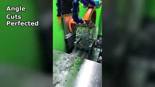 Sudut yang tepat memotong cincin melingkar inti bubuk dengan mulus